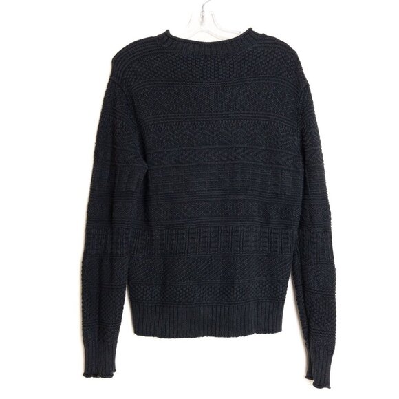 Polo Ralph Lauren Black Textured Knit Crewneck Sweater Linen Cotton Silk Unisex - Picture 3 of 13